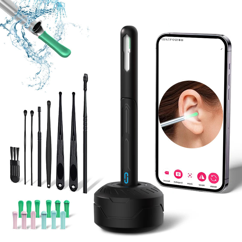 Wireless High Definition Ear Wax Removal Cleaner With Camera 6 LED Lights 3.6mm Lens WiFi Camera Take Video Photos Earpick Tool