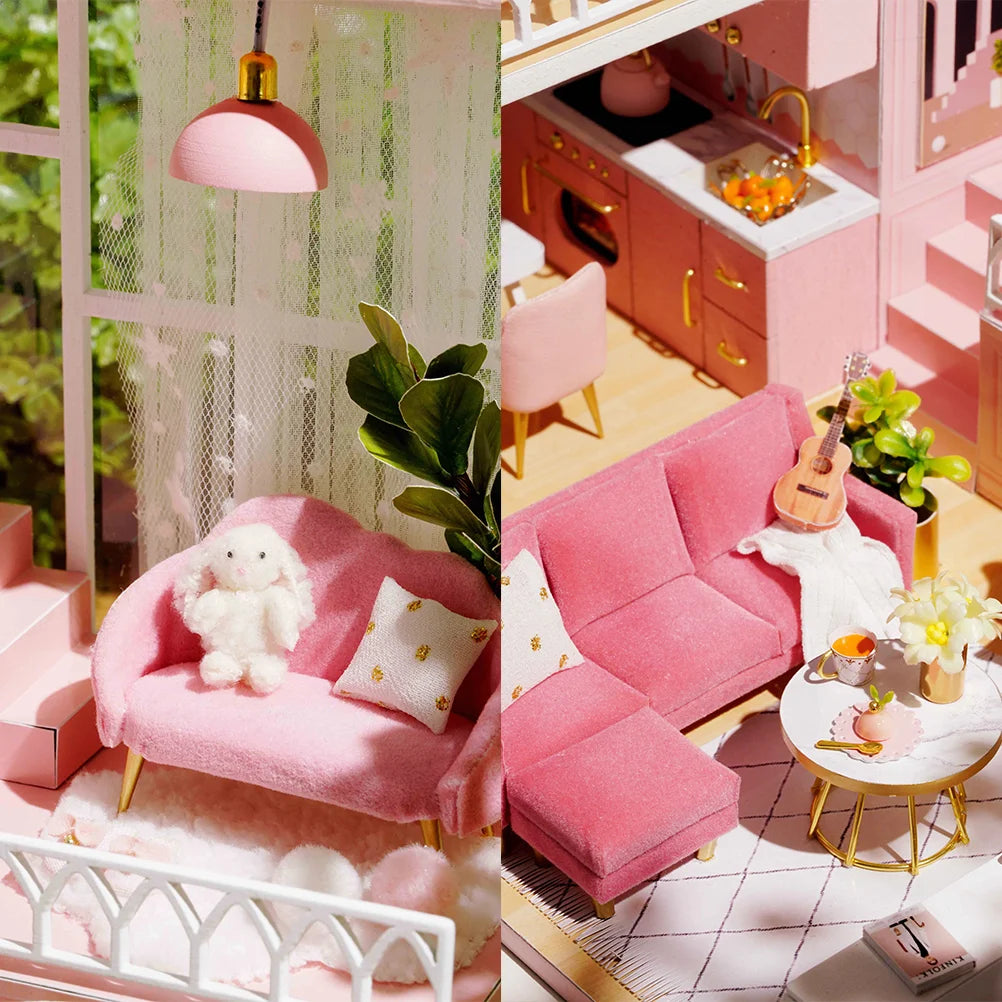 DIY Mini Doll House Apartment Manual Assembly Toy Cabin Model Miniature Interior Design