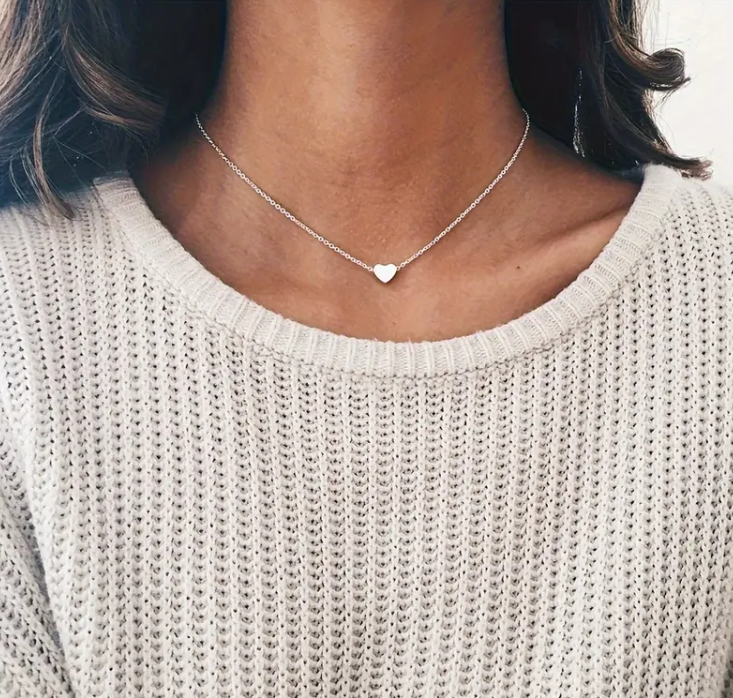 Heart Love Minimalist Necklaces for Women Girls Silver Gold Color Dainty Fashion Jewelry Clavicle Bijoux