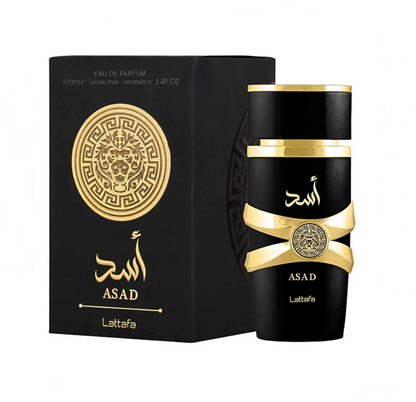 Lattafa Asad Eau de Parfum 3.4 Fl Oz / 100ml - Exquisite Amber Spicy Woody Men's Fragrance