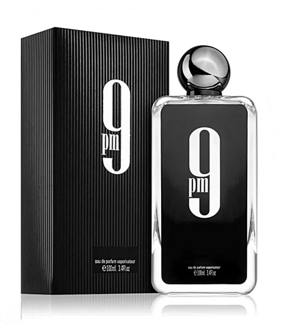 Afnan 9 PM Eau de Parfum 3.4 Fl Oz / 100ml - Exquisite Spicy Fruity Amber Men's Fragrance