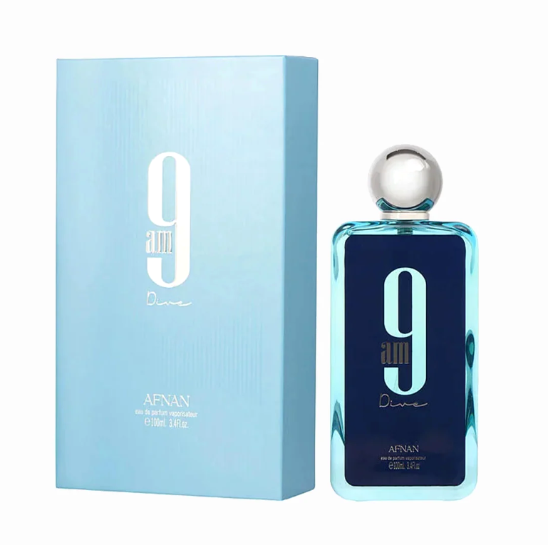 Afnan 9 AM Dive Eau de Parfum 3.4 Fl Oz / 100ml - Premium Fresh Citrus Aromatic Unisex Fragrance