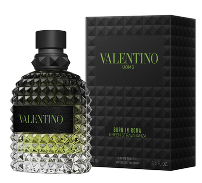 Valentino Uomo Born In Roma Green Stravaganza Eau De Toilette for Men 3.4 oz / 100ml - Fresh Woody Cologne