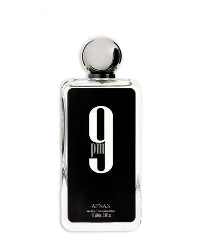 Afnan 9 PM Eau de Parfum 3.4 Fl Oz / 100ml - Exquisite Spicy Fruity Amber Men's Fragrance