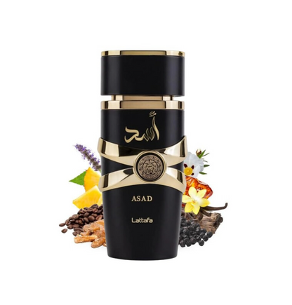 Lattafa Asad Eau de Parfum 3.4 Fl Oz / 100ml - Exquisite Amber Spicy Woody Men's Fragrance
