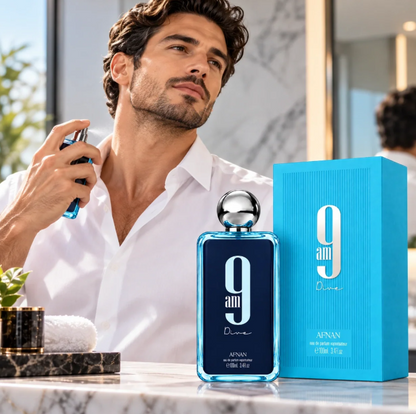 Afnan 9 AM Dive Eau de Parfum 3.4 Fl Oz / 100ml - Premium Fresh Citrus Aromatic Unisex Fragrance