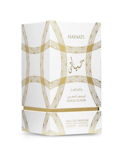 Lattafa Hayaati Gold Elixir Eau de Parfum 3.4 Fl Oz / 100ml - Premium Citrus Woody Unisex Fragrance