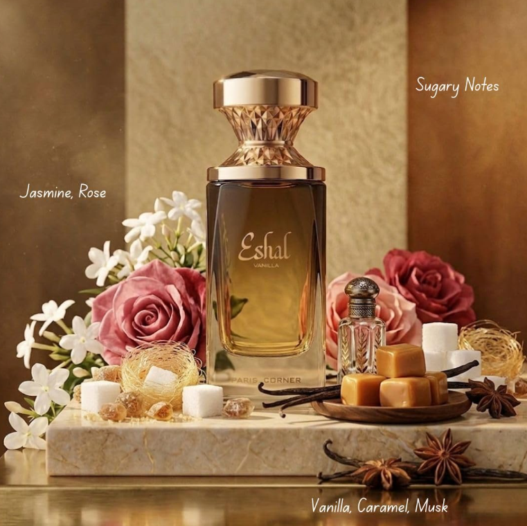Paris Corner Eshal Vanilla Eau de Parfum for Women 3.4oz / 100ml - Deluxe Floral Sweet Perfume