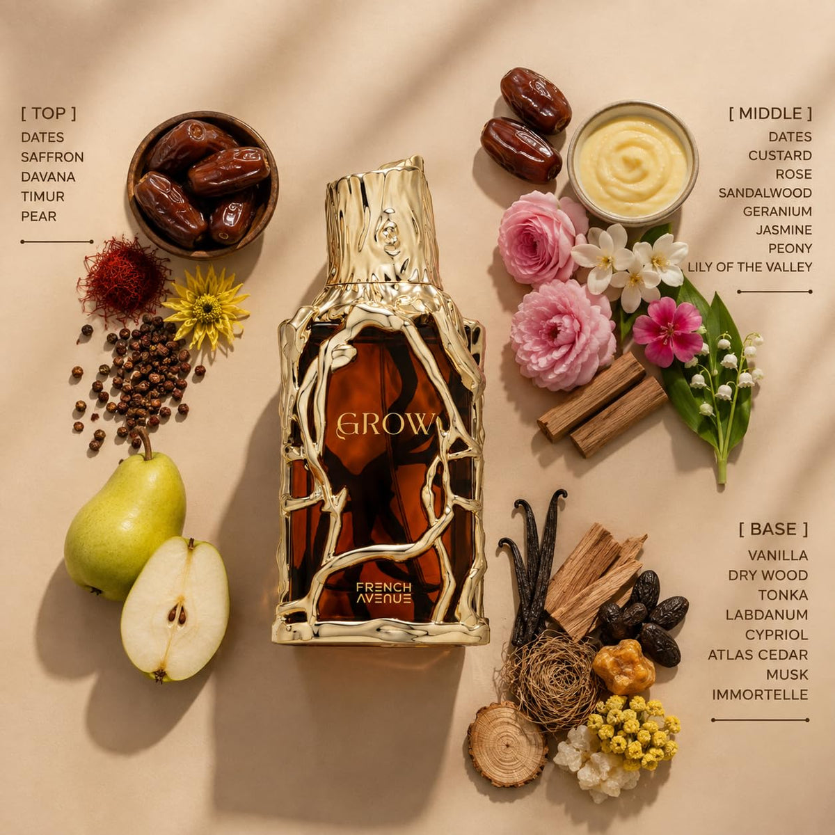 French Avenue Grow Extrait de Parfum 3.4 Fl Oz / 100ml - Premium Fruity Floral Woody Unisex Fragrance