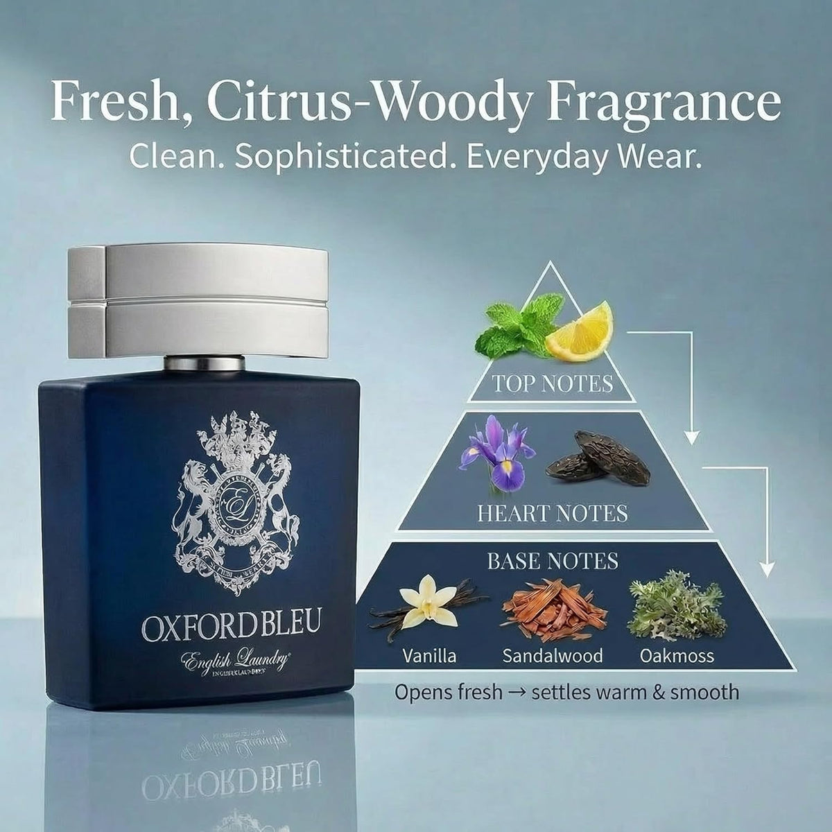 English Laundry Oxford Bleu Eau de Parfum Spray 3.4 oz / 100ml - Exquisite Floral Woody Men's Fragrance