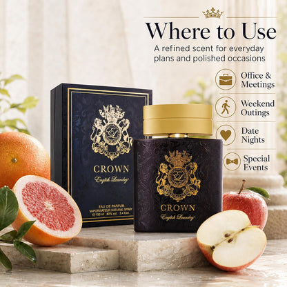 English Laundry Crown Eau de Parfum Spray 3.4 oz / 100ml - Premium Citrus Woody Men's Fragrance