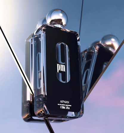 Afnan 9 PM Eau de Parfum 3.4 Fl Oz / 100ml - Exquisite Spicy Fruity Amber Men's Fragrance