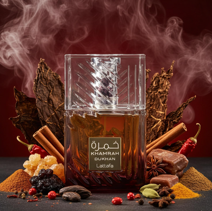 Lattafa Khamrah Dukhan Eau de Parfum 3.4 Fl Oz / 100ml - Lovely Amber Spicy Smoky Unisex Fragrance