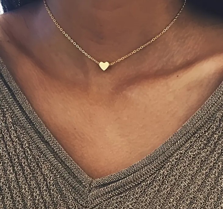 Heart Love Minimalist Necklaces for Women Girls Silver Gold Color Dainty Fashion Jewelry Clavicle Bijoux