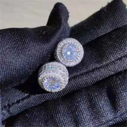 Exquisite Austrian Crystal Round Stud Earrings for Women Fancy Fashion Jewelry Accessories