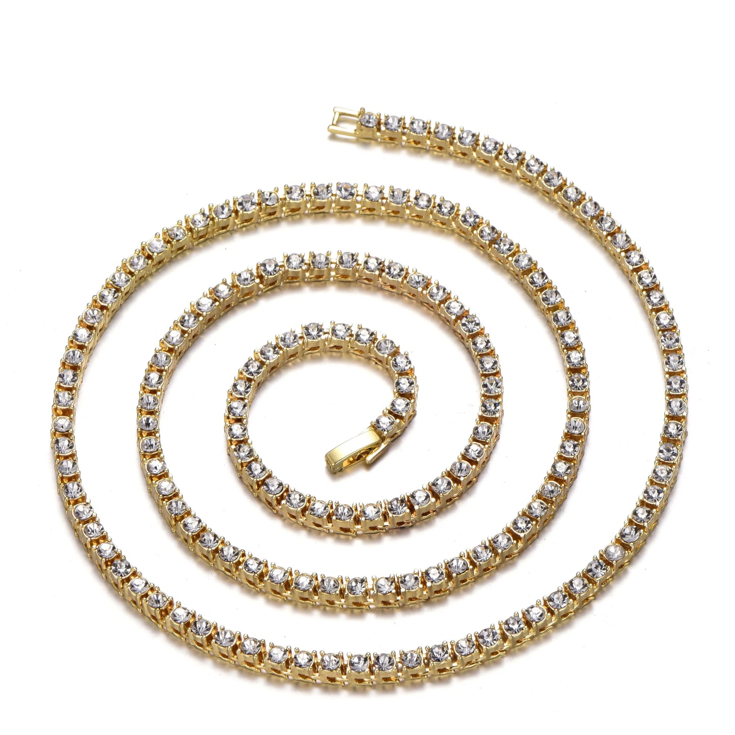 Luxury 4mm Tennis Chain Necklace Bracelet for Men Women Unisex Fashion Iced Out Bling Jewelry