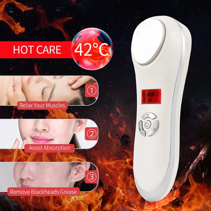 Hot & Cold Facial Skin Lifting Vibration Massager Skin Care Cryotherapy Calm Skin Shrink Pores Warm Heating Relaxation Device