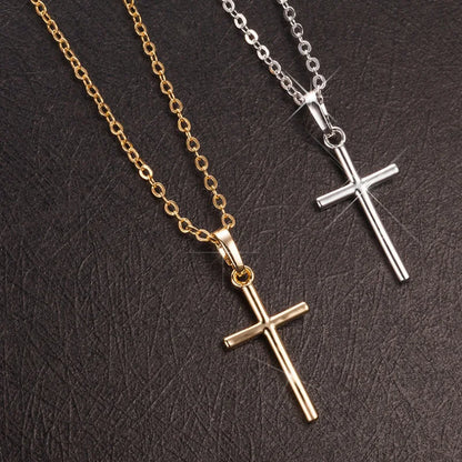 Luxury Crystal Cross Pendant Chain Necklace for Men and Women Fashion Jewelry Accessories