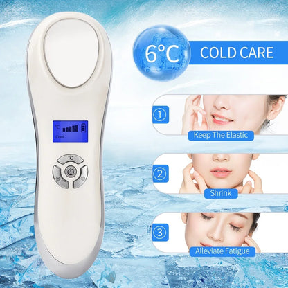 Hot & Cold Facial Skin Lifting Vibration Massager Skin Care Cryotherapy Calm Skin Shrink Pores Warm Heating Relaxation Device