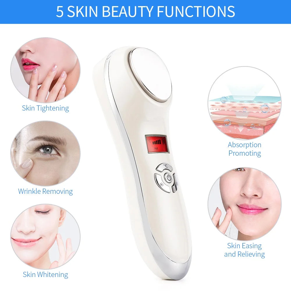 Hot & Cold Facial Skin Lifting Vibration Massager Skin Care Cryotherapy Calm Skin Shrink Pores Warm Heating Relaxation Device