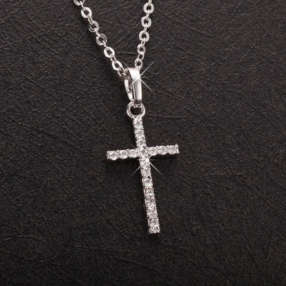 Luxury Crystal Cross Pendant Chain Necklace for Men and Women Fashion Jewelry Accessories