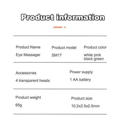 Mini Portable Electric Micro Vibration Facial and Eye Beauty Massager for Dark Circles Eye Bags Puffiness Remover Muscle Relaxation