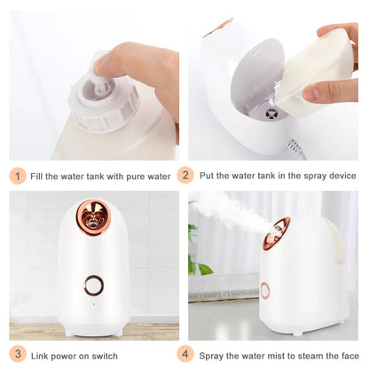 Nano Ionic Mist Facial Steamer Humidifier Atomizer Home Sauna SPA for Women Men Moisturize and Unclogs Pores