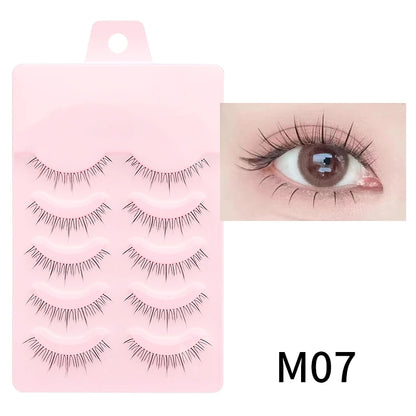 Wispy Manga Style Eyelashes Soft Natural Thick False Daily Eye Lashes Dating Makeup Eye Accessories 5 Pairs - 10pcs