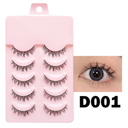 Wispy Manga Style Eyelashes Soft Natural Thick False Daily Eye Lashes Dating Makeup Eye Accessories 5 Pairs - 10pcs