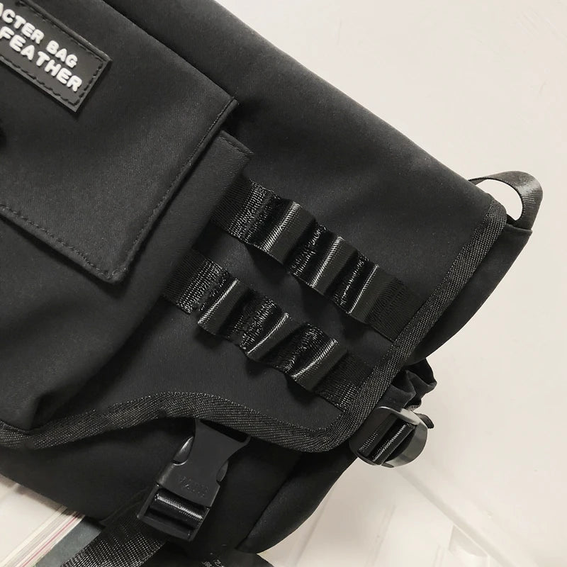 Unisex Nylon Fabric Multi Pockets Large Capacity Shoulder Messenger Bags Shopper Tote School Work Satchels Handbags