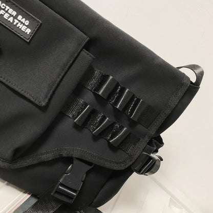 Unisex Nylon Fabric Multi Pockets Large Capacity Shoulder Messenger Bags Shopper Tote School Work Satchels Handbags