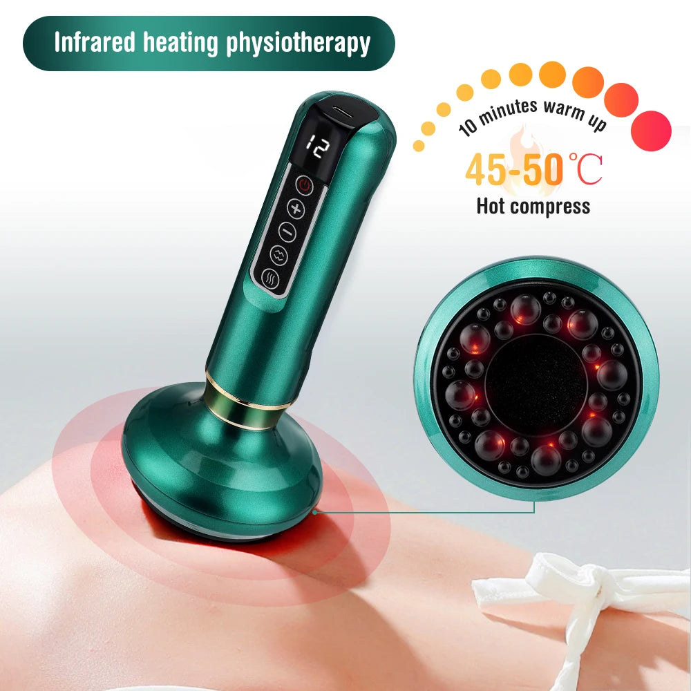 Intelligent Infrared Electric Heating Vacuum Cupping Massager Suction Cup Gua Sha Anti Cellulite Beauty Health Body Slimming Device