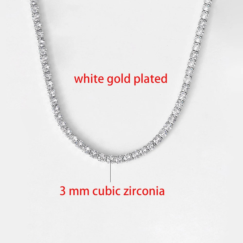 Luxurious Shiny Crystals Tennis Chain Choker Necklace for Women Jewelry Bling Iced Out Accessories