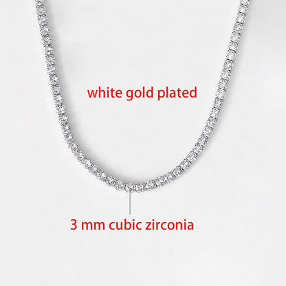 Luxurious Shiny Crystals Tennis Chain Choker Necklace for Women Jewelry Bling Iced Out Accessories