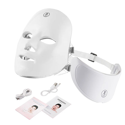 Wireless New Technology Face and Neck Anti Aging LED Beauty Mask Skin Rejuvenation Skin Tightening Anti-Acne Anti Wrinkle Skin Care Massager USB Chargeable
