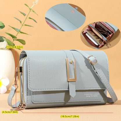 Stylish Compact Leather Crossbody Shoulder Bag for Women Cellphone Card Holder Wallet Purse Handbag