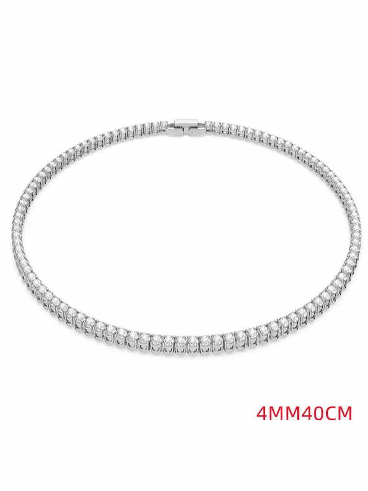 Modern Crystal 925 Sterling Silver Tennis Chain Necklaces for Men and Women Fashion Fancy Jewelry Accessories