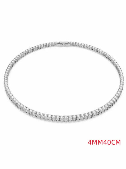 Modern Crystal 925 Sterling Silver Tennis Chain Necklaces for Men and Women Fashion Fancy Jewelry Accessories