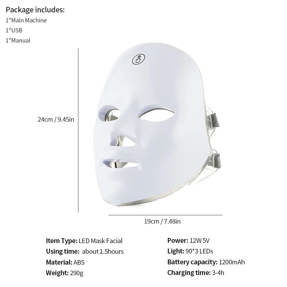 Wireless New Technology Face and Neck Anti Aging LED Beauty Mask Skin Rejuvenation Skin Tightening Anti-Acne Anti Wrinkle Skin Care Massager USB Chargeable