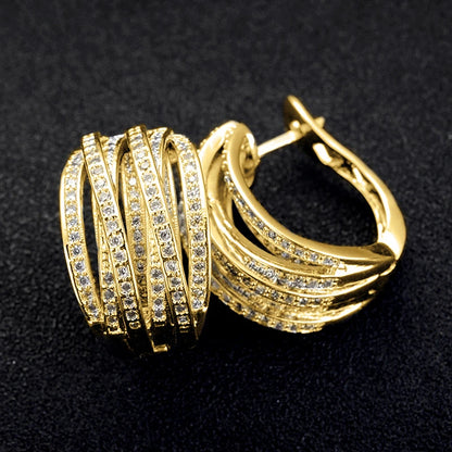 Luxury Crystal Weave Cross Hoop Earrings for Women Fashion Statement Trendy Jewelry Accessories
