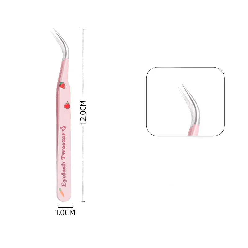 Stainless Steel Anti-Static False Eyelash Tweezers Pincet Curved Strip 3D Lashes Extension Tweezer Makeup Tools Eye Accessories