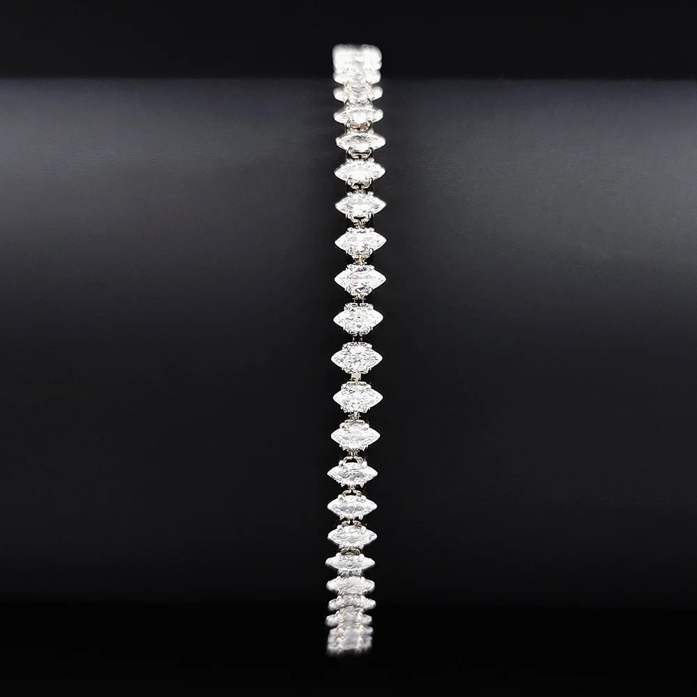 Luxurious Marquise Oval Cut Crystal Silver Color Tennis Bracelets for Women Fashion Accessories Jewelry