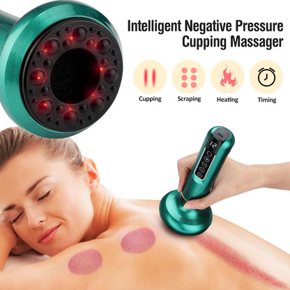 Intelligent Infrared Electric Heating Vacuum Cupping Massager Suction Cup Gua Sha Anti Cellulite Beauty Health Body Slimming Device