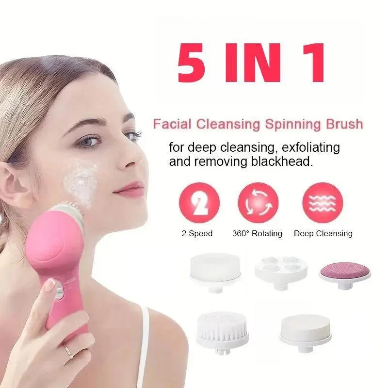 Multifunctional Electric 5 In 1 Facial Cleansing Brush Beauty Massager Deep Cleansing Massage Skin Gentle And Effective Skin Care