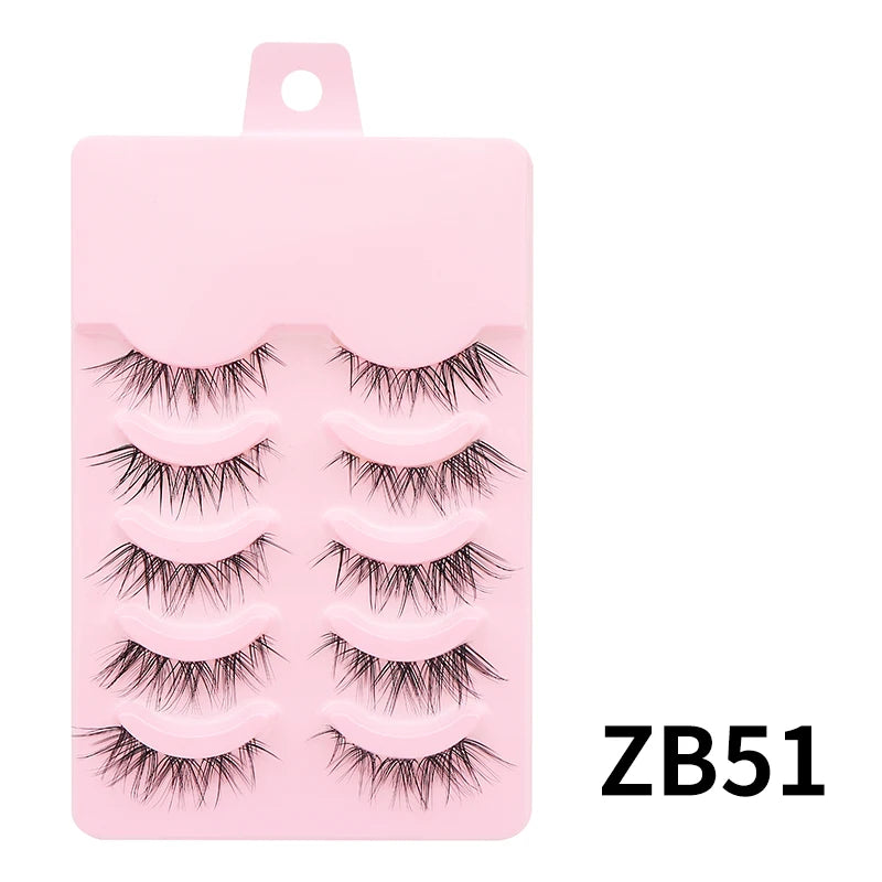 Wispy Manga Style Eyelashes Soft Natural Thick False Daily Eye Lashes Dating Makeup Eye Accessories 5 Pairs - 10pcs