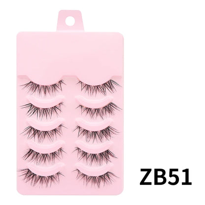 Wispy Manga Style Eyelashes Soft Natural Thick False Daily Eye Lashes Dating Makeup Eye Accessories 5 Pairs - 10pcs