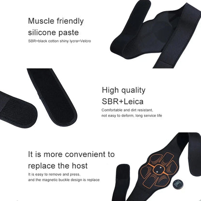 Electric Fitness Slimming Abdominal ABS Muscle Stimulator EMS Trainer Belt Home Gym Massager Waist Belly Weight Loss USB Rechargeable