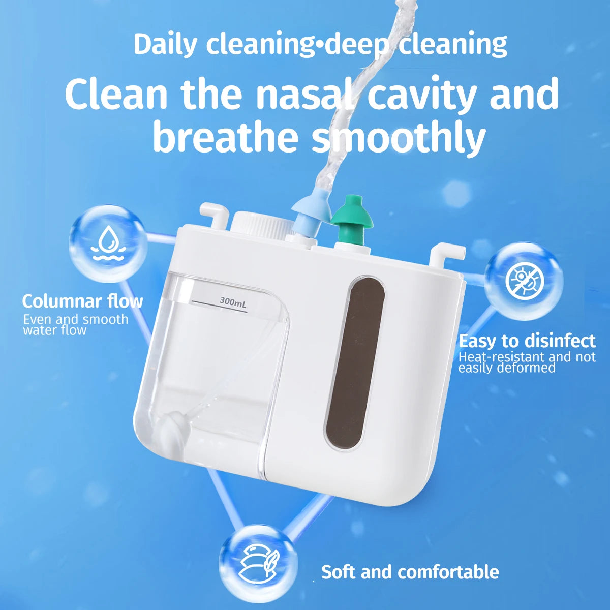 Nasal Wash Positive and Negative Pressure Nose Cleaner Nasal Irrigator Neti Pot for Adults and Children Double Pressure Health Care Device