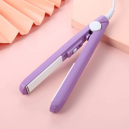 Portable Mini Ceramic Hair Straightener Flat Iron Curling Iron Dual-Use Curler Styling Care for Traveling