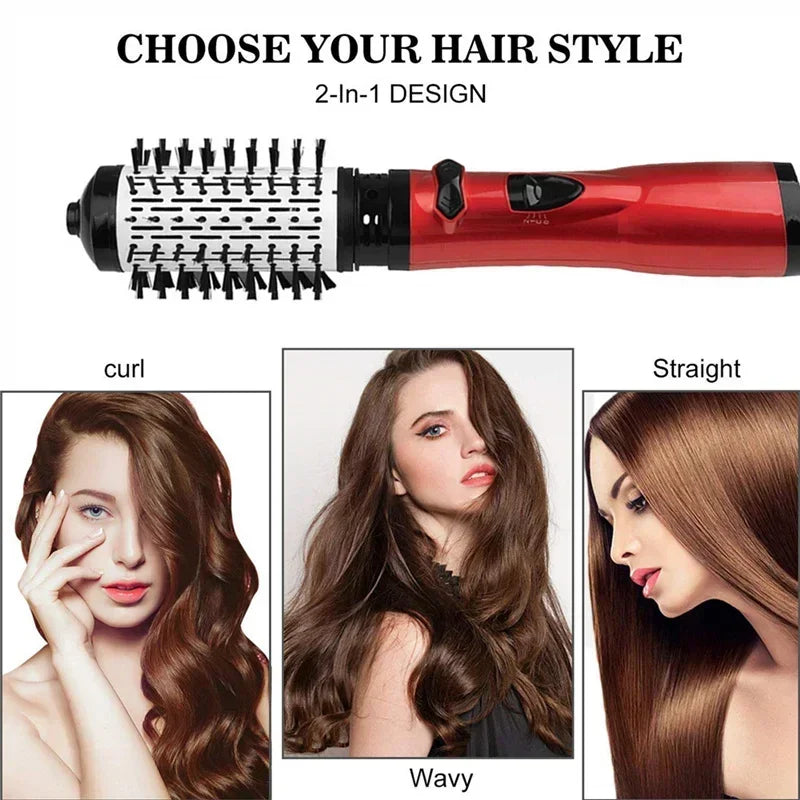 Multifunctional Negative Ion Hot Air Hair Straightener Curling Iron 360 ° Rotating Hair Dryer Brush